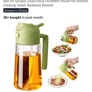 Oil Sprayer for Cooking, 470ml/16oz 2 in 1 Oil Dispenser and Oil Sprayer, Glass